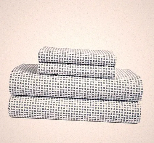 100% Cotton Flannel Sheets - Brushed for Extra Softness - Queen Polka Dot Blue