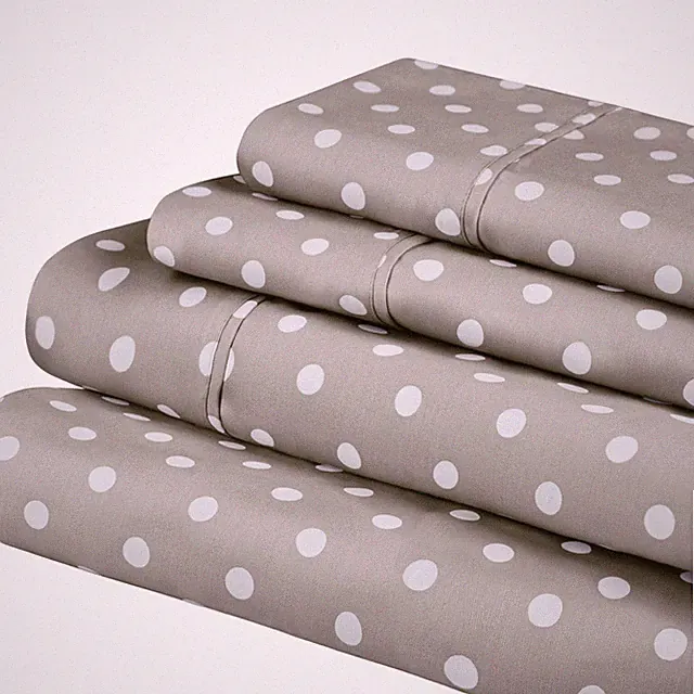 600 Thread Count Cotton Blend Polka Dot Wrinkle Resistant Bed Sheet Set