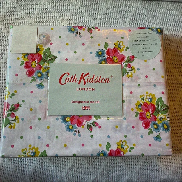 CATH KIDSTON XL-Twin LONDON 'BUNCHES' FLORAL & POLKA DOTS COTTON SHEET SET