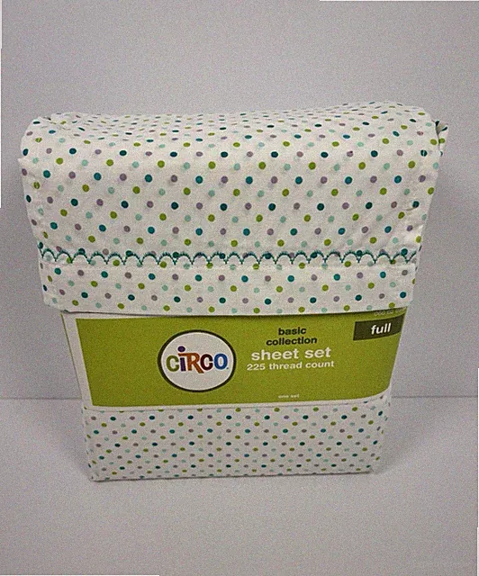 Circo Polka Dot Full Sheet Set Purple Blues Greens Cotton Polyester Blend 225TC