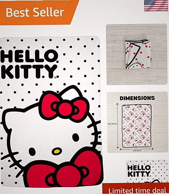 Collectibles Hello Kitty Polka Dot Bedding Super Soft Cozy Blanket, 62 in x 9...