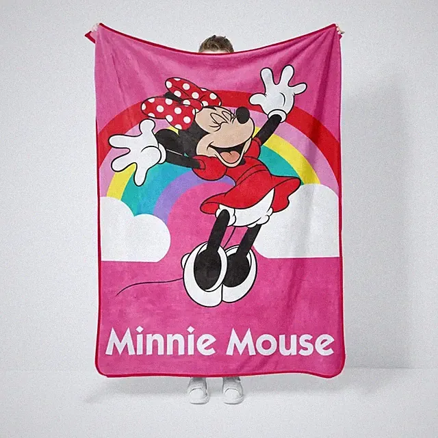Cute Polka Dot Cartoon Flannel Blanket Cozy Kids Gift Throw