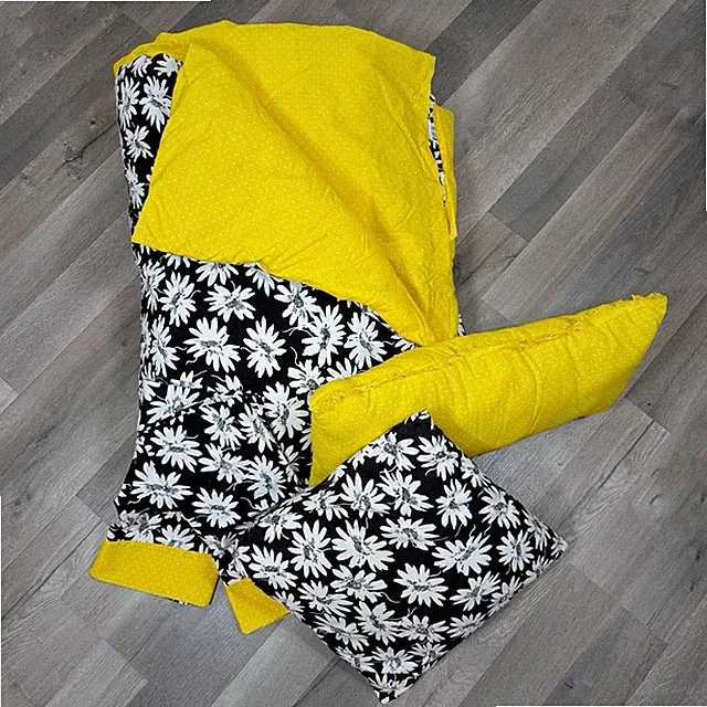 Daisies Polka Dot Duvet Cover Bedding Set Black White Yellow Twin