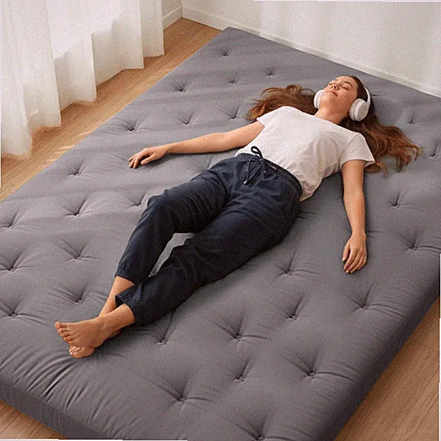 Japanese Floor Futon Mattress Queen Size 80"x 60", 100% Cotton Cover 2.5'' Th...