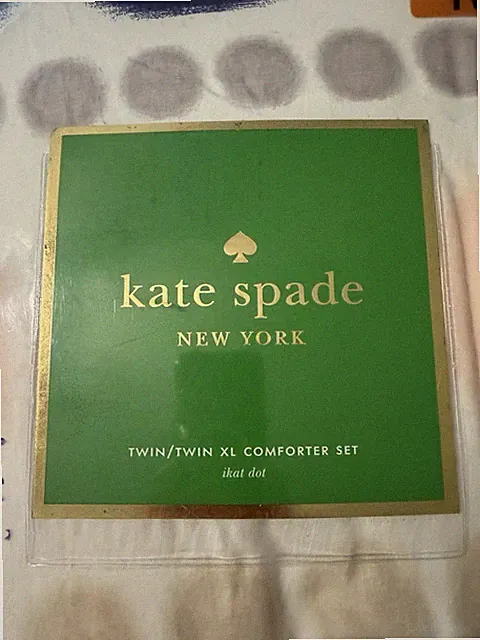 Kate Spade Ikat Dot Comforter Set Twin/Twin XL extra long Blue Pink White