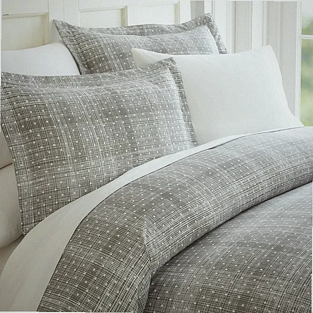 Kaycie Gray Collection 3 PC Polka Dot Patterned Duvet Cover Set