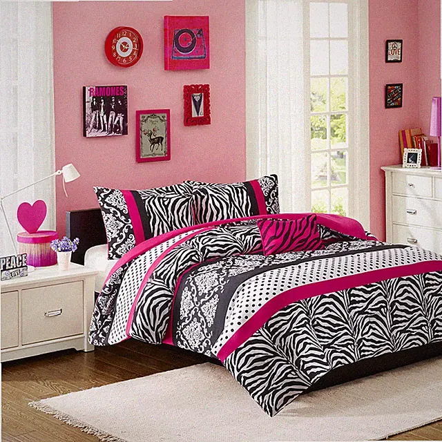 Mi Zone Stripe Polka Dot Zebra Prints Comforter Set Twin XL Full Queen King Size