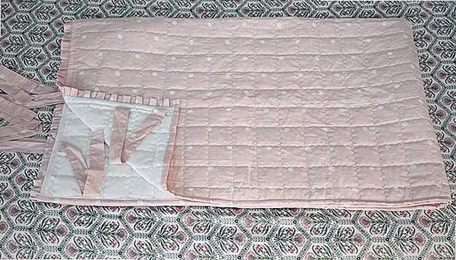 NEW King Size HEADBOARD COVER Pink & White Polka Dot COTTON BLEND Bed Quilt Tie