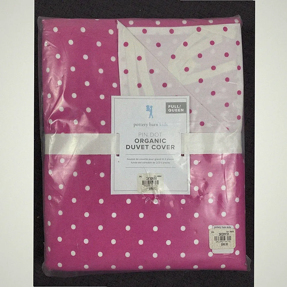 New Pottery Barn Kids Full/Queen duvet cover Pink Polka Dots