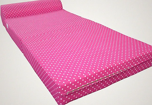Pink Polka Dots Sleeper Chair Folding Foam Beds, Sleepover Mattress 6 x 36 x 70