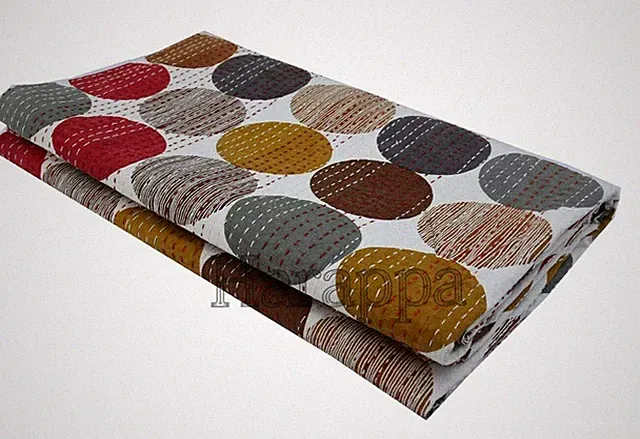 Polka dot Style Blanket Bedding Kantha Quilt Bedspread Throw bed covers new