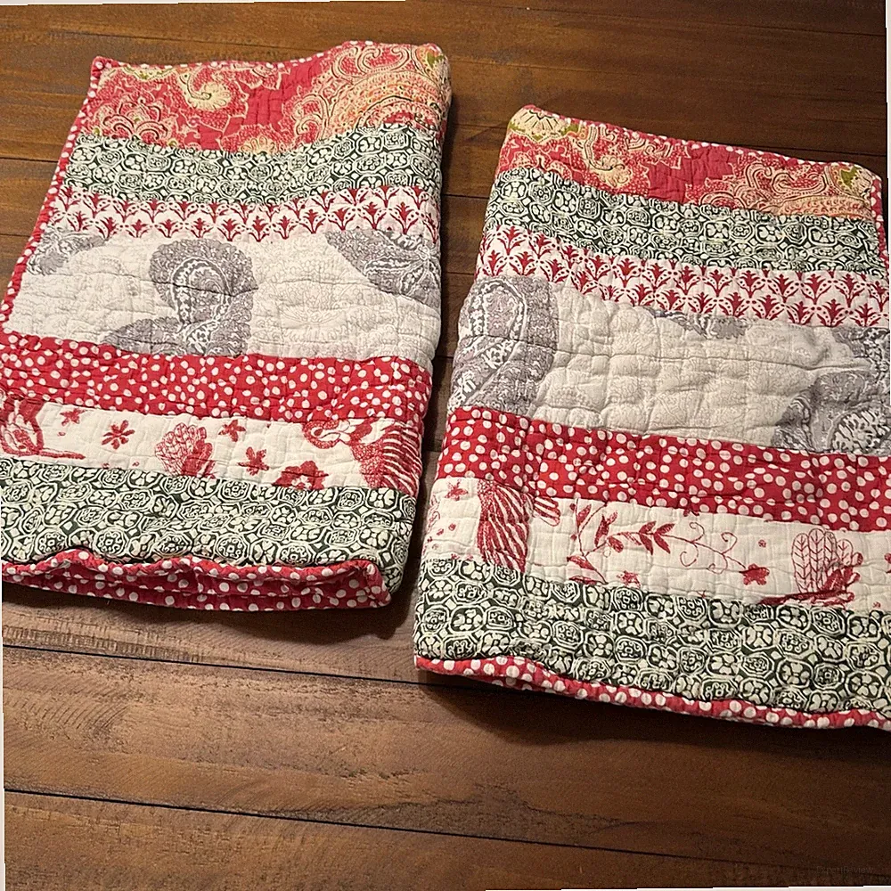 Pottery Barn Mix & Match Patchwork Red Polka Dot Shams Set of 2 Standard Cotton