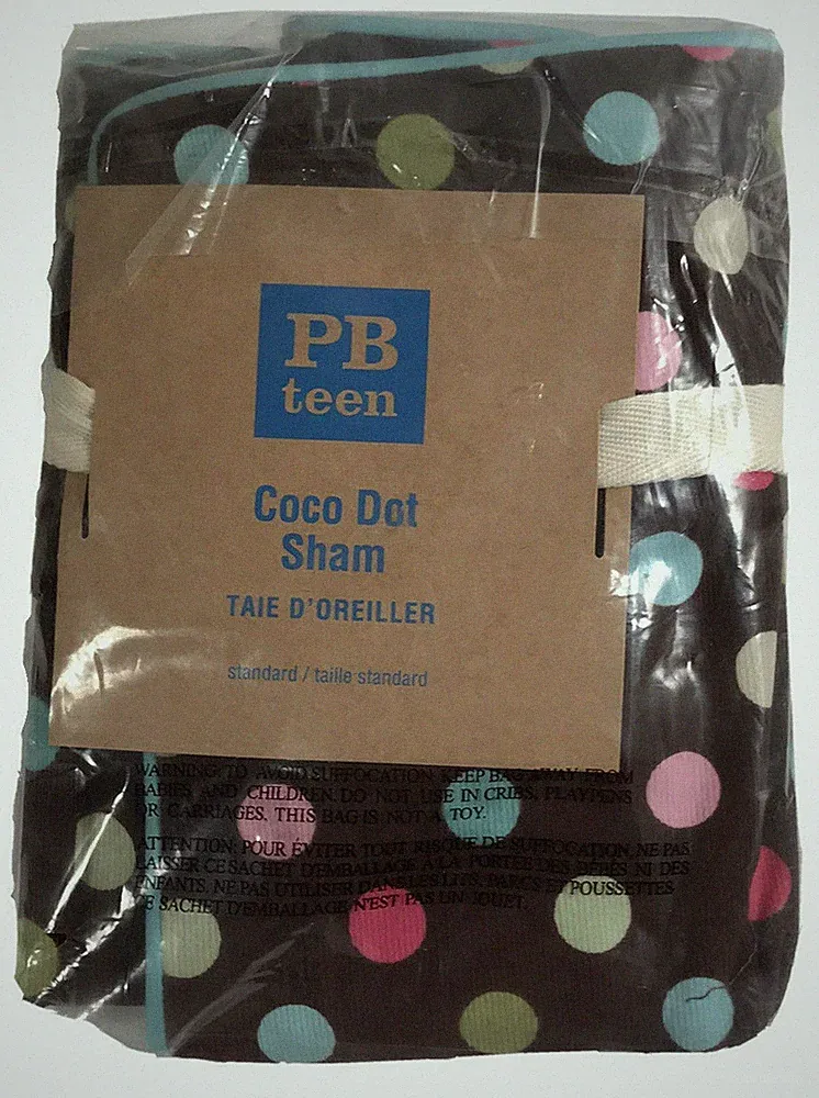 POTTERY BARN TEEN COCO Polka DOT BROWN PINK AQUA STANDARD PILLOW SHAM Fall Decor