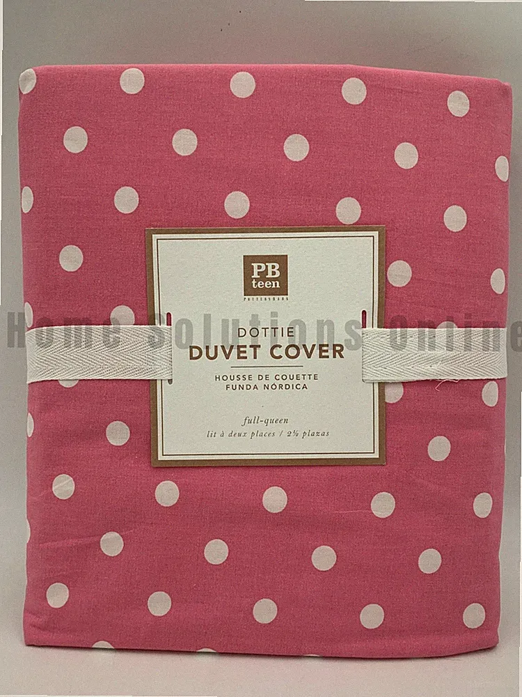 Pottery Barn Teen Dottie Polka Dot Percale Duvet Cover Pink Full Queen #7970