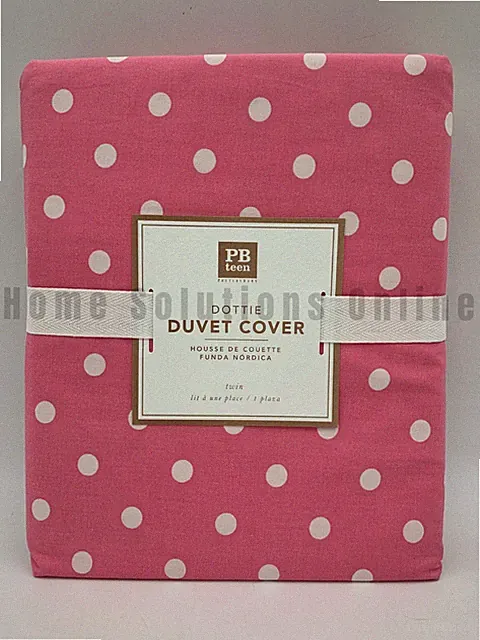 Pottery Barn Teen Dottie Polka Dot Percale Duvet Cover Pink Twin #7970A