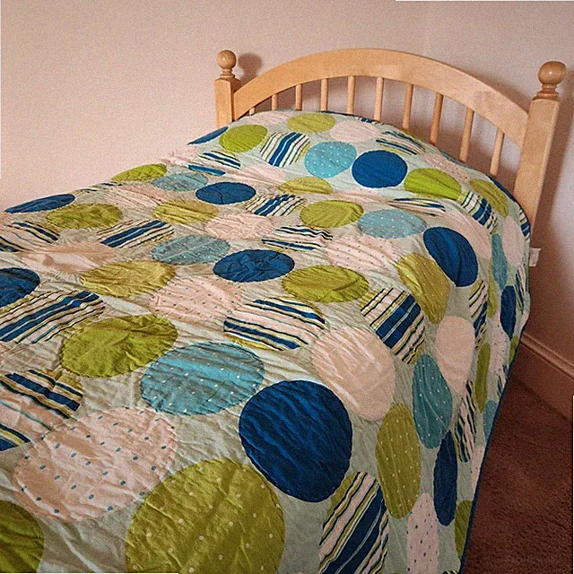 SUNHAM BEDDING Quilt Twin Blue Green Polka Dot Teen Kids Cotton Home Bedding