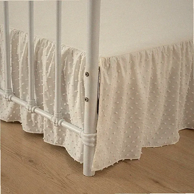 Tufted Dot Bed Skirt King Size Ruffled Bed Skirt with Split Corners, 14 Inch...