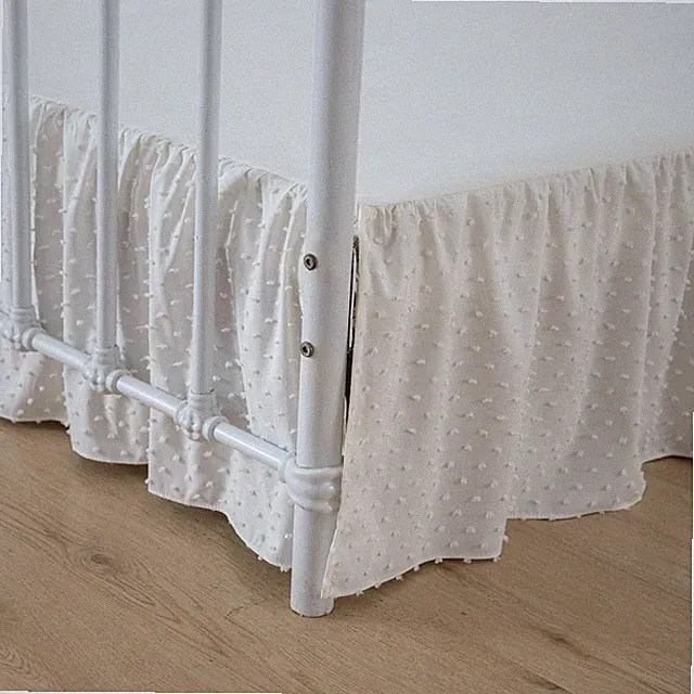 Tufted Dot Bed Skirt Queen Size Ruffled Bed Skirt with Split Corners, 12 Inch...