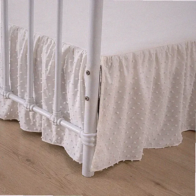 Tufted Dot Bed Skirt Queen Size Ruffled Bed Skirt with Split Corners, 14 Inch...