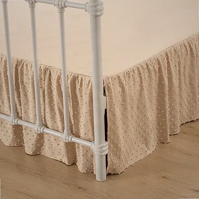 Tufted Dot Bed Skirt QueenSize Ruffled Bed Skirt with Split Corners, 14 Inch...