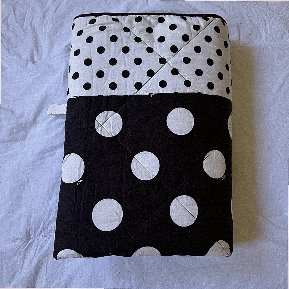 Victorias Secret Pink Cotton Polka Dot Quilt Dorm Comforter Bedding Twin
