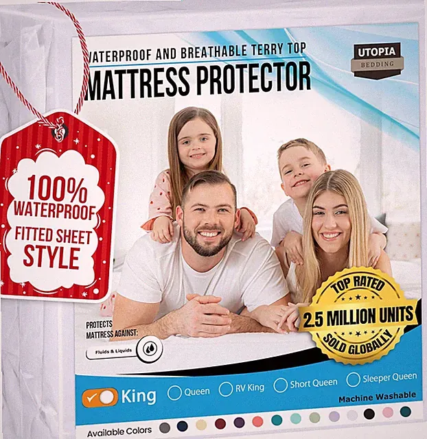 Waterproof Mattress Protector Premium 200 GSM Breathable w/ Deep Pockets