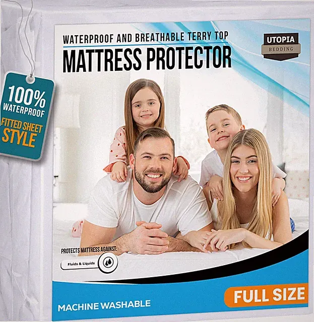Waterproof Mattress Protector, Soft Terry Full Size Cover